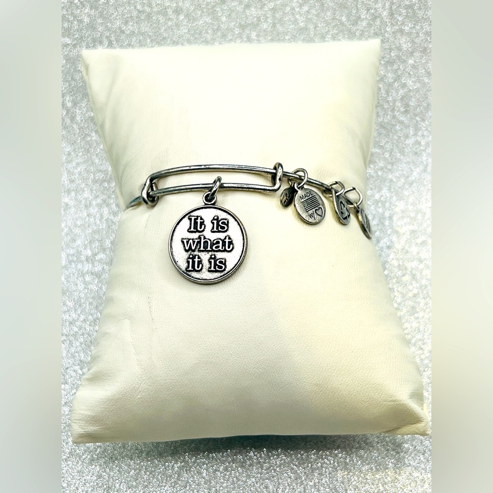 Alex and Ani “It is what it is” charm bracelet, adjustable and stainless steel